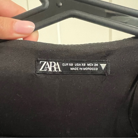 Zara houndstooth black and white long sleeve crop top - Picture 3 of 3